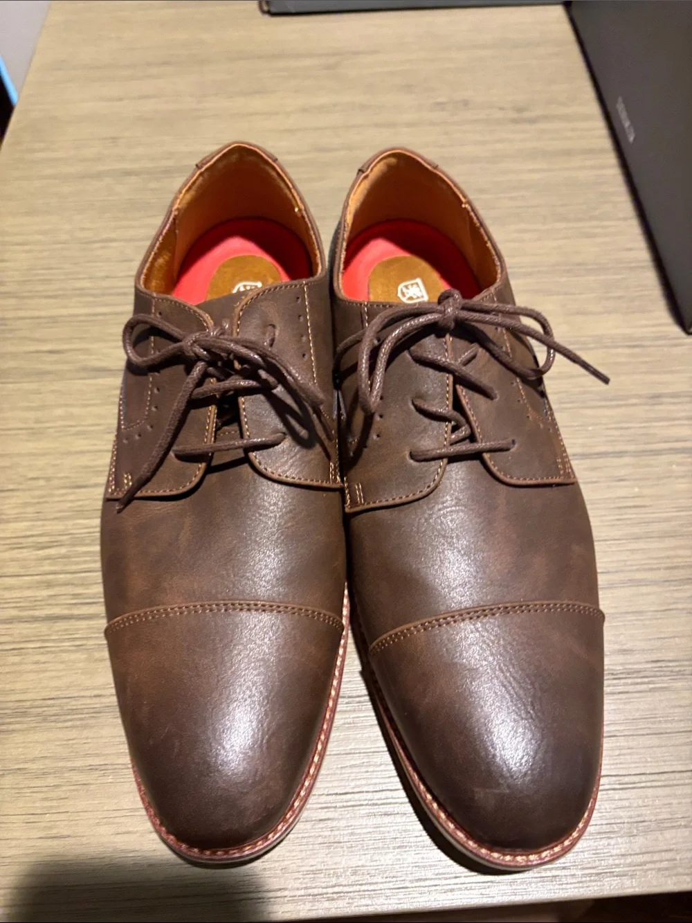 Stacy Adams Brown Leather Cap-Toe Derby Shoes